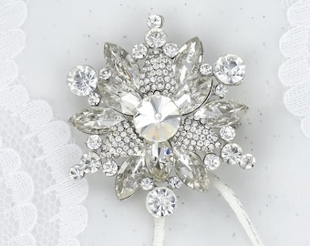 Crystal Silver Wedding Cake Charm Dress Sash Pin, Rhinestone Jewelry Crafts