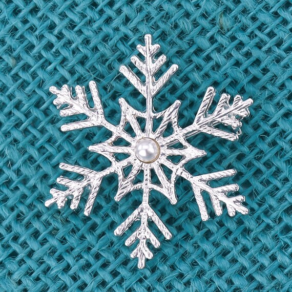 Brooch Women Silver Pearl, Pearl Snowflake Pin Brooch