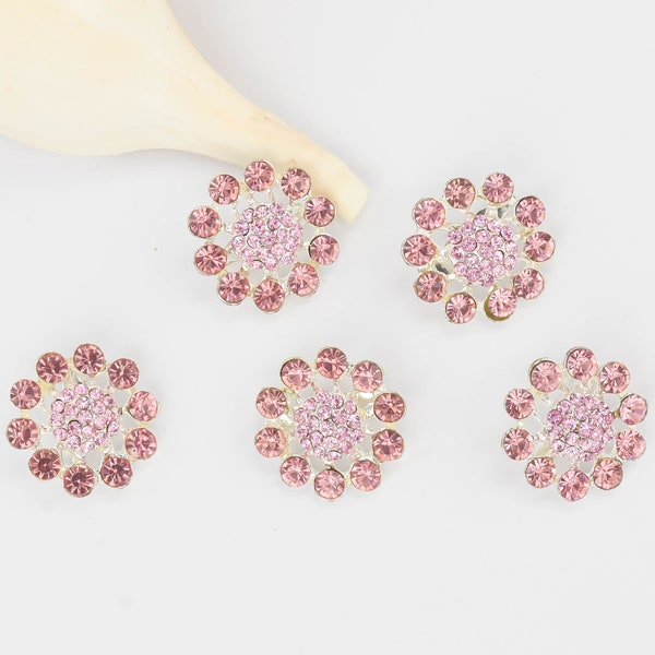 SALE - 28mm Pink Brooches Silver, Small Round Pink Brooches, DIY Bouquet Brooches, Bridal Sash Pins, Wedding Gift.