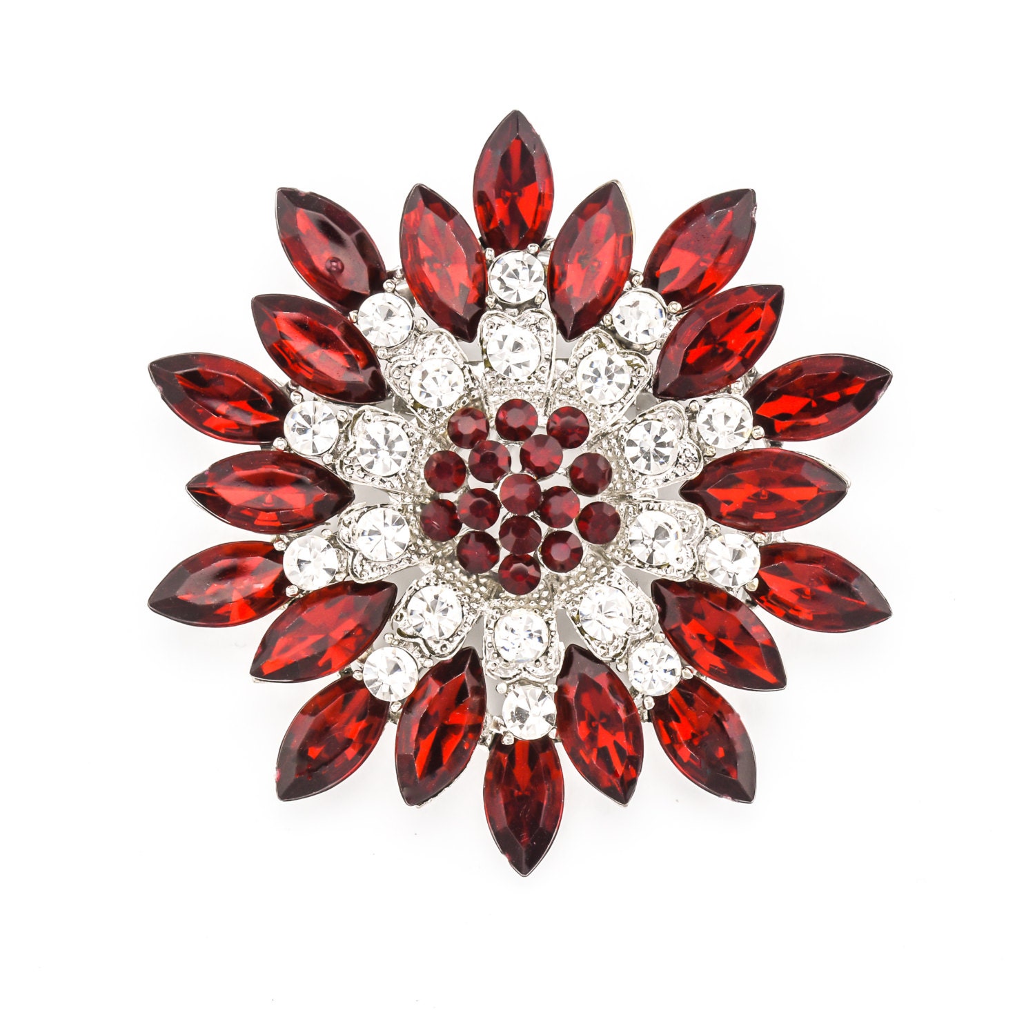 Red Brooch Crystal Red Brooches Rhinestone Brooch Bridal Etsy