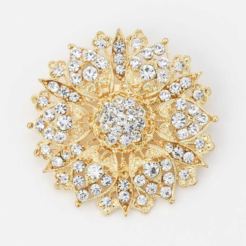 Crystal Gold Brooch Wedding Cake Sash Brooch Bouquet Etsy