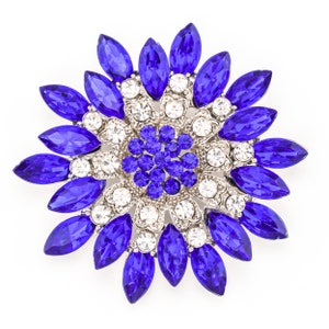 52mm Royal Blue Brooch, Wedding Cake Brooch, Wedding Bouquet Brooch Royal Blue, Bridal Sash Pin, Round Blue Brooch.