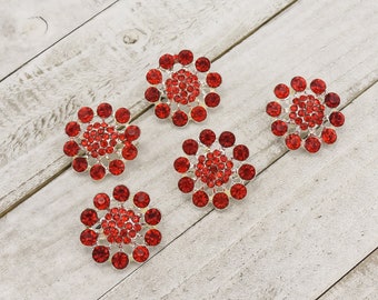 SALE  - 30mm Red Brooches, Wedding Bouquet Brooches Red, Party Decoration Brooches Red, Dress Sash Pin Women Red.
