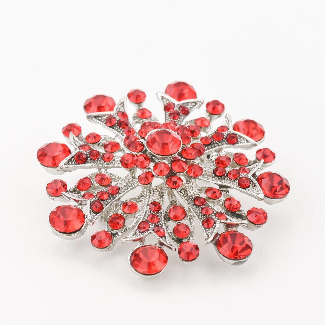 Rhinestone Red Brooch Red Bouquet Brooche Wedding Brooch Etsy