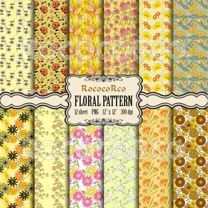 50%_OFF_SALE Digital Scrapbook Paper Pack Floral fabric prints Floral Shabby Chic digital backdrop flowers background Vintage ROSE - 074