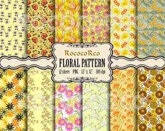 Pacchetto di carta digitale con tessuto floreale: stampe di rose shabby chic (download digitale)