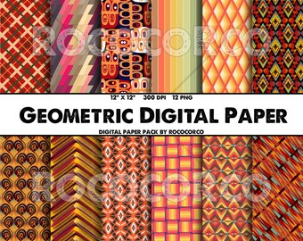 50%_OFF SALE___12 color set Pattern Digital Paper Pack, Scrapbook Geometric Papers, Instant Download, 12"x12" Patterns Backgrounds-13