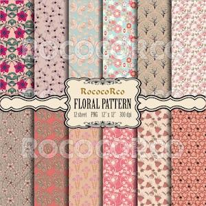50%_OFF_SALE Digital Scrapbook Paper Pack Floral fabric prints Floral Shabby Chic digital backdrop flowers background Vintage ROSE - 036P
