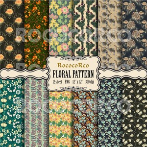 50%_ZNIŻKI_WYPRZEDAŻY Cyfrowy pakiet papieru do scrapbookingu Kwiatowe nadruki na tkaninie Kwiatowe tło cyfrowe Shabby Chic Kwiaty tło Vintage ROSE - 107P