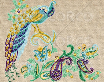 Peacock Embroidery Design: Nature's Jewels Graphic Pack (PNG)