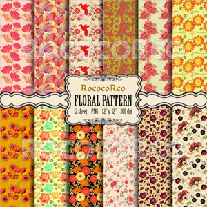50%_OFF+SALE Digital Scrapbook Paper Pack Floral fabric prints Floral Shabby Chic digital backdrop flowers background Vintage ROSE - 018P