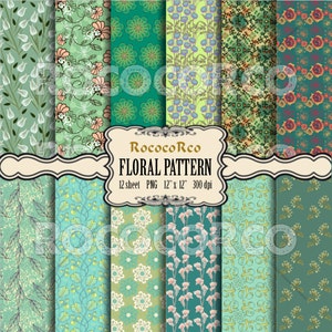 50%_ZNIŻKI_WYPRZEDAŻY Cyfrowy pakiet papieru do scrapbookingu Kwiatowe nadruki na tkaninie Kwiatowe tło cyfrowe Shabby Chic Kwiaty tło Vintage ROSE - 017P
