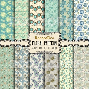 50%_ZNIŻKI_WYPRZEDAŻY Cyfrowy pakiet papieru do scrapbookingu Kwiatowe nadruki na tkaninie Tło cyfrowe w stylu shabby chic Kwiaty tło Vintage ROSE - 075P