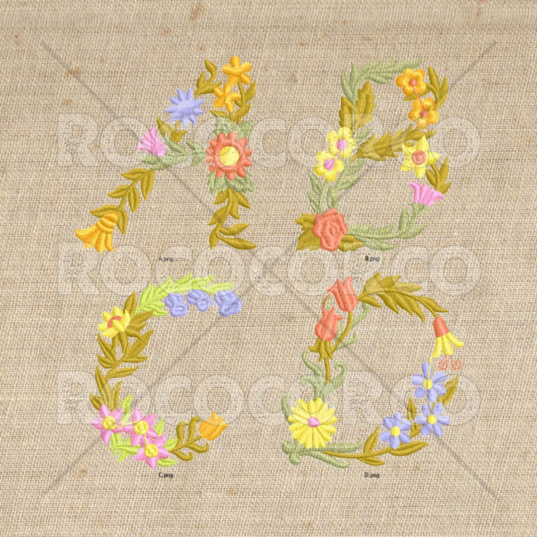 V_EMBROIDERY_ALPHABET Blomster_11 Etsy