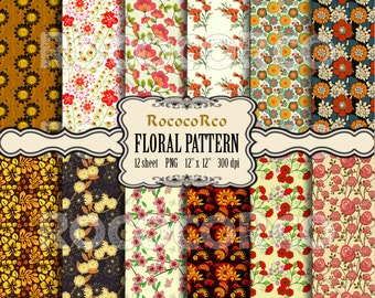 Floral Scrapbook Paper Pack: Shabby Chic Fabric Prints (Digital Download)