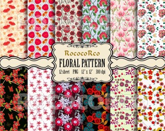 Floral Digital Paper Pack: Shabby Chic Fabric Prints (Digital Download)