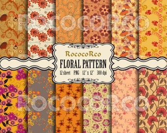 Pacchetto di carta digitale con tessuto floreale: stampe di rose shabby chic (download digitale)