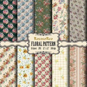 50%_OFF_SALE Digital Scrapbook Paper Pack Floral fabric prints Floral Shabby Chic digital backdrop flowers background Vintage ROSE - 013P