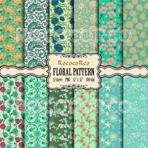 50%_ZNIŻKI+WYPRZEDAŻ Pakiet papieru do scrapbookingu cyfrowego Nadruki na tkaninach kwiatowych Tło cyfrowe w stylu shabby chic z kwiatami Tło vintage RÓŻA - 085