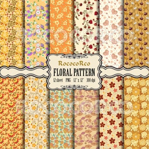 50%_ZNIŻKI+WYPRZEDAŻ Pakiet papieru do scrapbookingu cyfrowego Nadruki na tkaninach kwiatowych Tło cyfrowe w stylu shabby chic z kwiatami Tło vintage RÓŻA - 078