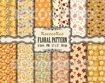 Floral Digital Paper Pack: Shabby Chic Fabric Prints (Digital Download)