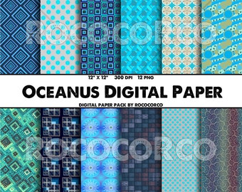 50%_OFF SALE___12 color set Pattern Digital Paper Pack, Scrapbook Geometric Papers, Instant Download, 12"x12" Patterns Backgrounds.