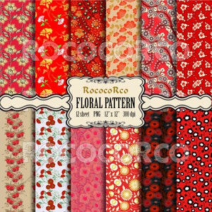 50%_ZNIŻKI_WYPRZEDAŻY Cyfrowy pakiet papieru do scrapbookingu Kwiatowe nadruki na tkaninie Kwiatowe tło cyfrowe Shabby Chic Tło z kwiatami Vintage ROSE - 072