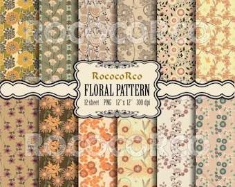 Floral Digital Paper Pack: Shabby Chic Fabric Prints (Digital Download)