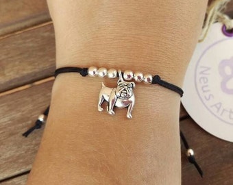 Bulldog Beaded Charm Bracelet Silver Handmade Bulldog Beaded Charm Bracelet Silver Handmade