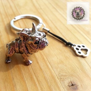 Beautiful Keychain with French Bulldog, Dog, Paw, Silver, gift image 2
