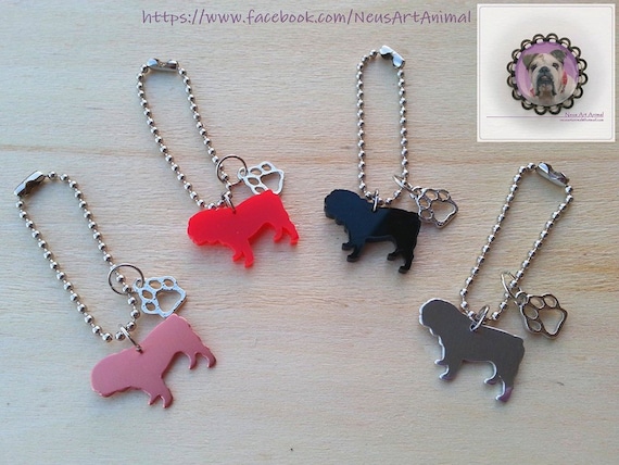 Keychain English Bulldog With Paw // Keychain English Bulldog With