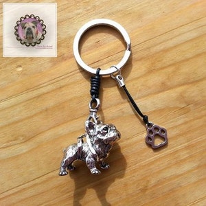 Beautiful Keychain with French Bulldog, Dog, Paw, Silver, gift image 3