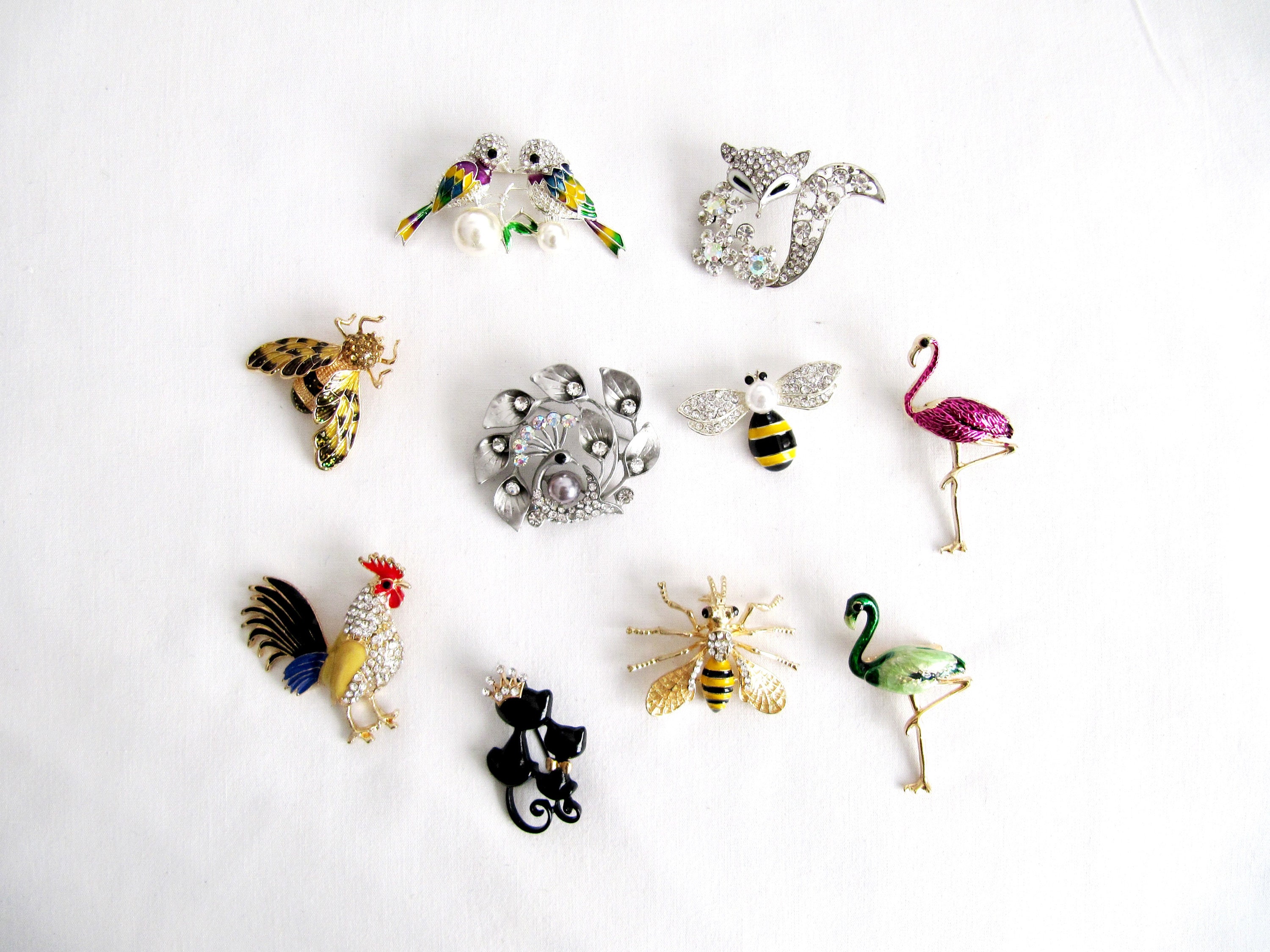 Damas Niñas Plata Brillante Vintage Flamingo Broche Pin