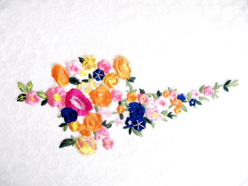 Spring Pink Flower Floral Embroidery Patch