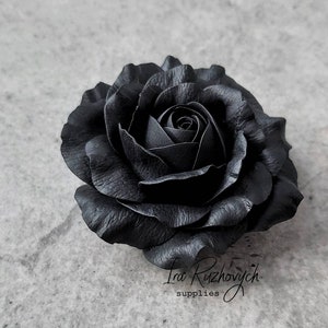 Black big Rose, polymer clay flower, flowers for decor
