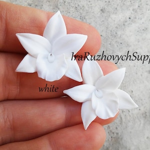 10 pcs.  orchids polymer clay flowers, flower bead