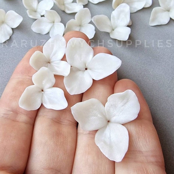 10 pièces 3 pétales de fleurs, perle de fleurs en pâte polymère