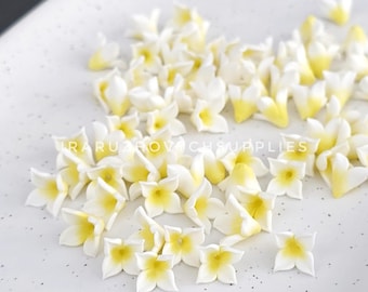 25 pcs. Yellow lilac polymer clay flowers, polymer clay flower bead
