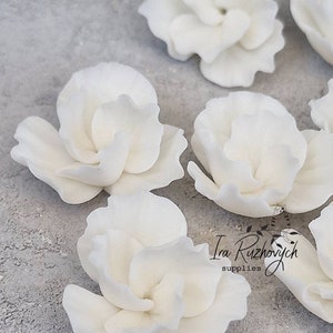 5 piezas de flores de arcilla polimérica de 6 pétalos de dos capas.