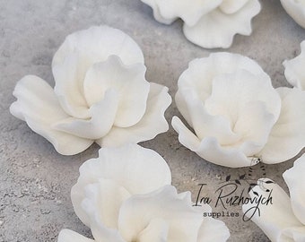 5 pcs. 6 petal two layers flower  blossom, polymer clay flower bead