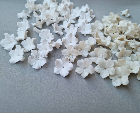 10 X Cream Clay Flower Beads Cream Flowers Polymer Clay Flowers