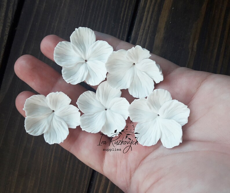 3 Pcs. Big Five Petal Flower Polymer Clay Flower Bead Etsy
