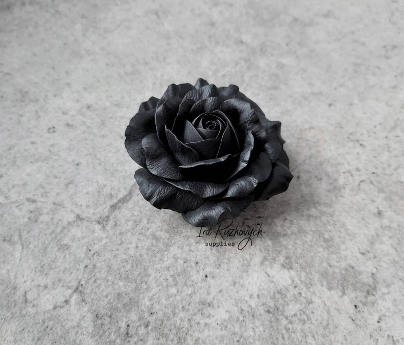 polymer clay flower flowers for decor Black big Rose