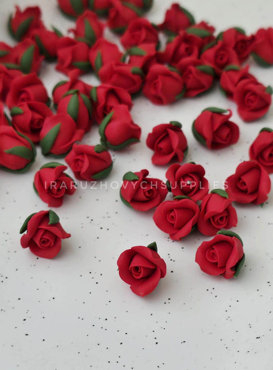 Red Clay Roses 10 Pcs. Red Roses, Polymer Clay Flower Bead - Etsy