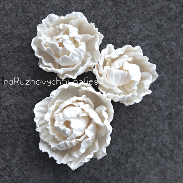 3 pièces fleurs en pâte polymère, perle fleur en pâte polymère, perle, blanc