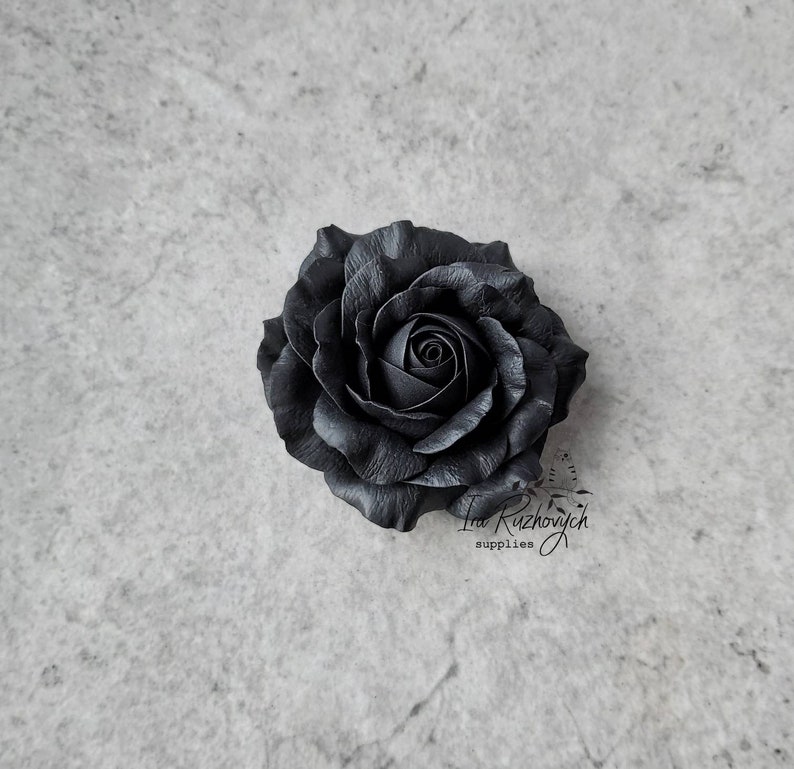 polymer clay flower flowers for decor Black big Rose