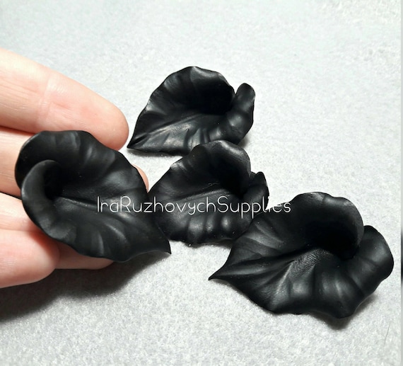 3 pcs. Big Calla black polymer clay flowers, polymer clay flower bead