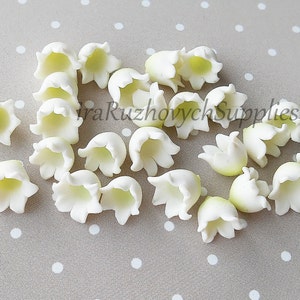 25 pcs.  Lily of the valley, polymer clay flowers, polymer clay flower bead