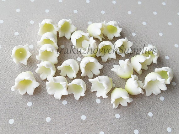 25 Pcs. Lily of the Valley, Polymer Clay Flowers, Polymer Clay Flower Bead  