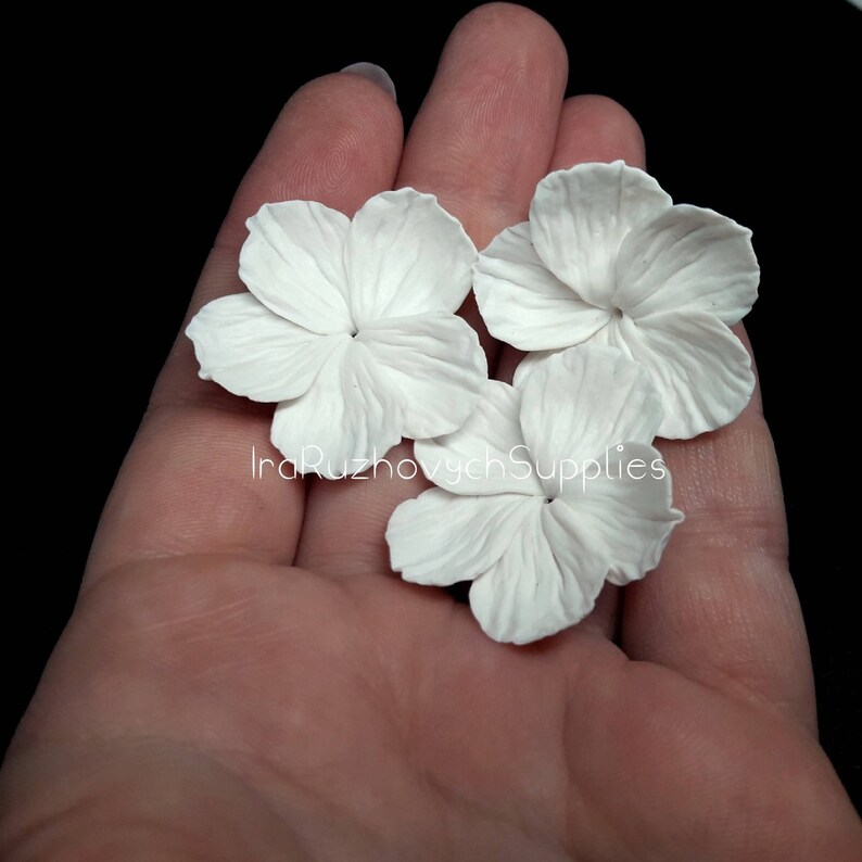 3 Pcs. Big Five Petal Flower Polymer Clay Flower Bead Etsy